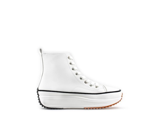 Zapatilla Plataforma Con Cordón Polipiel